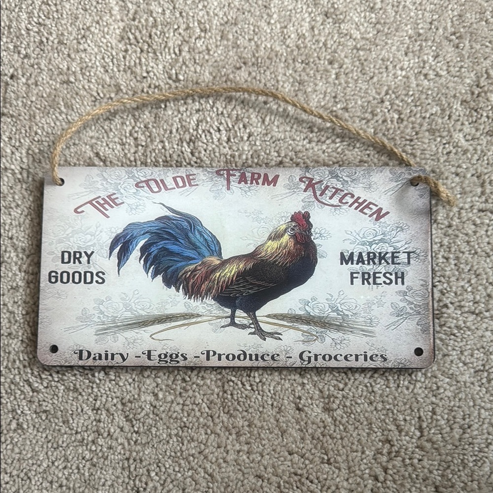 Vintage Farmhouse Kitchen Sign with Rooster